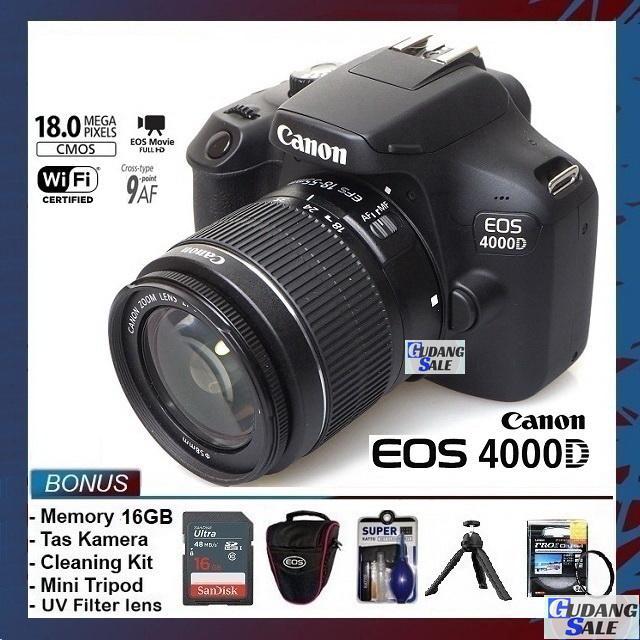 New Kamera Canon Eos 4000D + Lensa Kit 18-55Mm Wifi Terbaru 