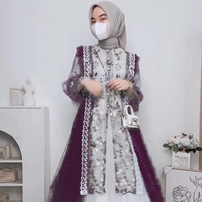 JTTOP" SETELAN OUTER BRUKAT TULE BORDIR DAN ROK TUTU/SARAH SET BAJU LEBARAN MODEL TERBARU/KEKINIAN