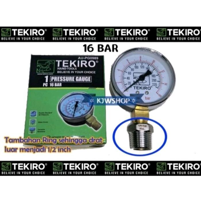 Manometer 16 Bar Tekiro Drat 1/2 Stainless Pressure Gauge 16Bar Pressure Gauge 16Kg Tekiro Presure