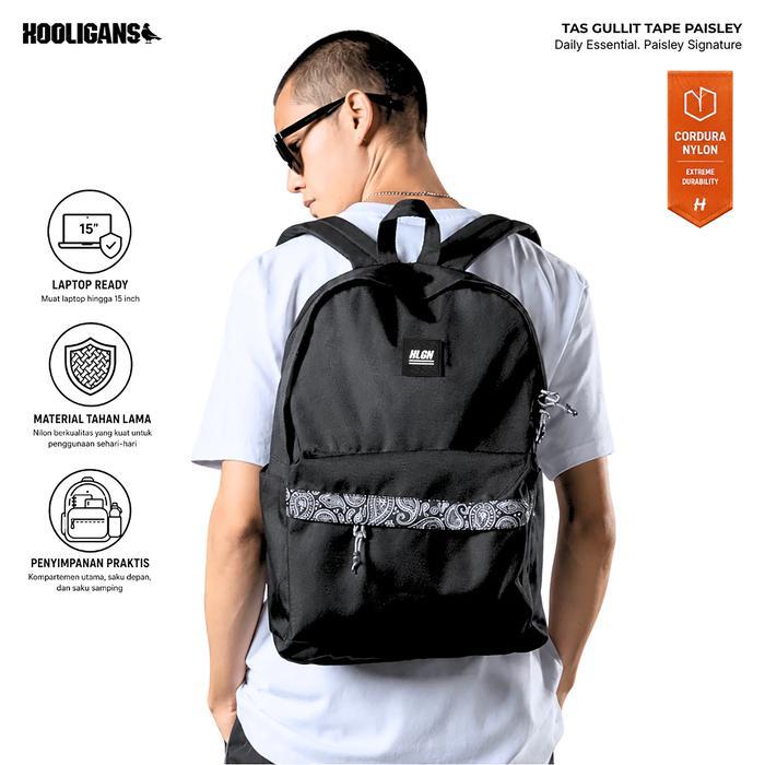 Hooligans Gullit Tape Paisley Black Backpack Tas Ransel Pria Wanita