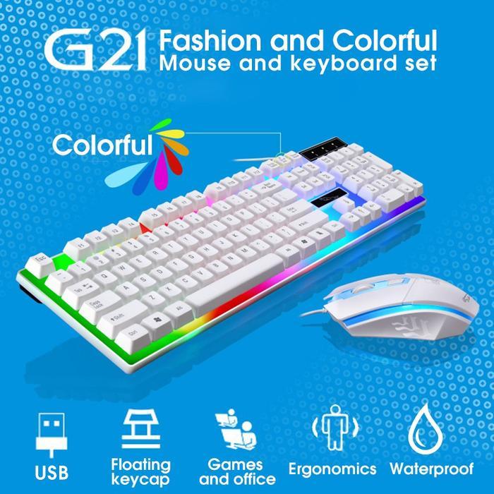 FRANKYBEE Keyboard Game RGB Mouse dan Keyboard Kabel USB Peralatan Mekanik Komputer Merasa Panel
