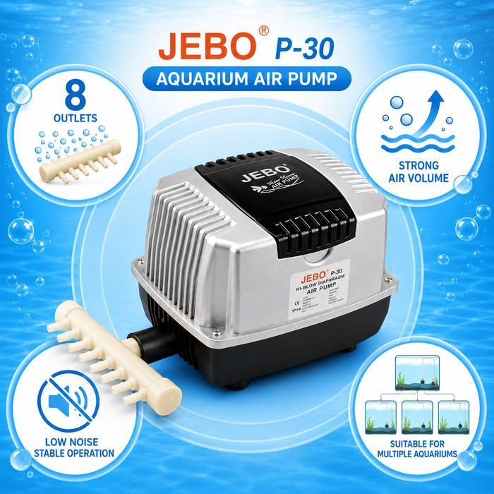 Ready [Cod]Jebo P30 Pompa Udara Aerator Air Pump Aquarium Kolam Ikan Koi Airpump Hidram Minyak