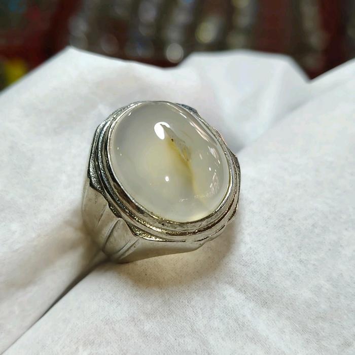 batu cincin combong putih 1pcs