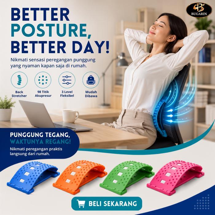 Promo Bugarin Alat Peregangan Tulang Punggung -3 Tingkat Ketinggian Fleksibel. Kuat, Ringan Praktis