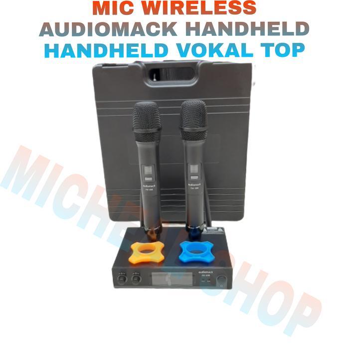 Terlaris mic wireless audiomack handheld handheld 2 mic +koper