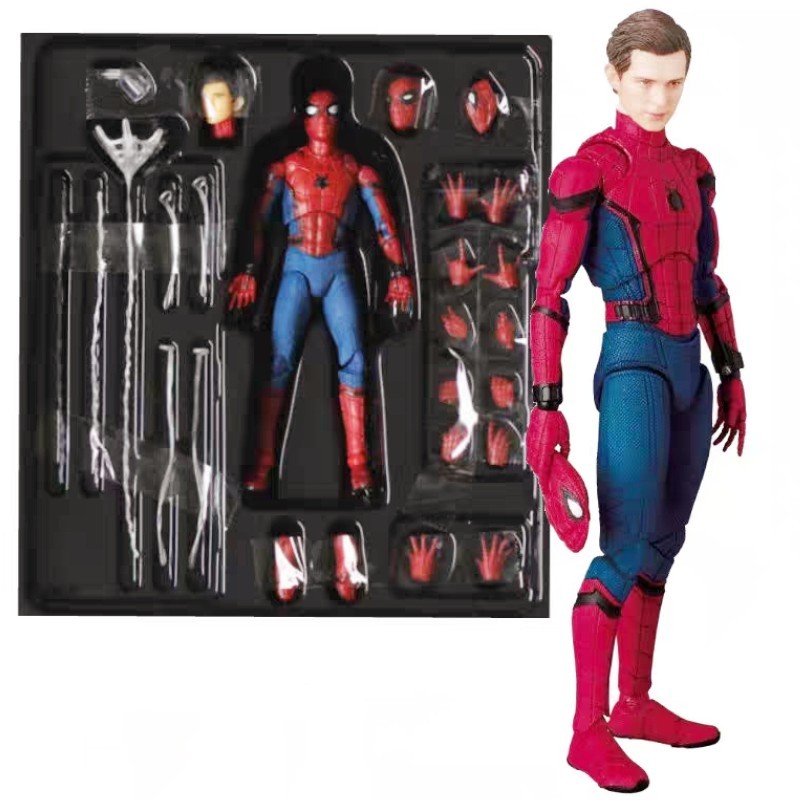 Marvel Movie Avengers Spiderman Homecoming Action Figure Statue Can Change Tom Holland Face Spider