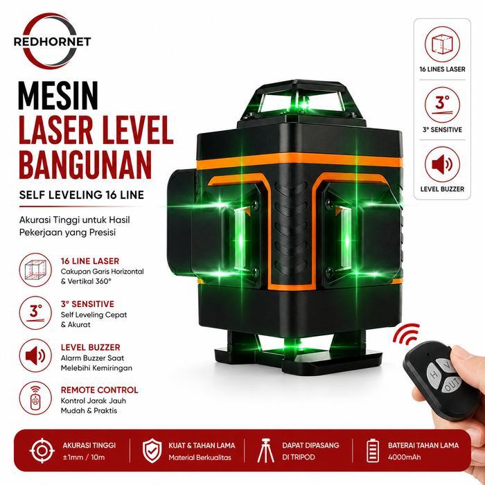 Mesin Laser Level Bangunan Mesin Self Leveling 16 Line