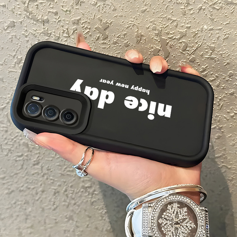 Casing Hp Untuk OPPO A16 OPPO A16s OPPO A54s Case Hitam Polos Tulisan Nice Day Kasing Anti Slip Cesi
