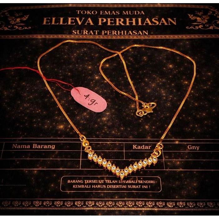 Kalung Fuji Premium Mewah Elegan Berlapis Emas Muda Berkualitas Anti Luntur Perhiasan Dapat Surat