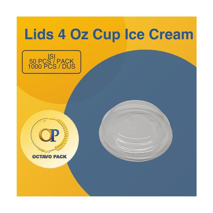 ARm Tutup Paper Cup Ice Cream 4 Oz ( 120ml ) / Lids 4 Oz Cup Ice Cream (Isi 50 pcs)