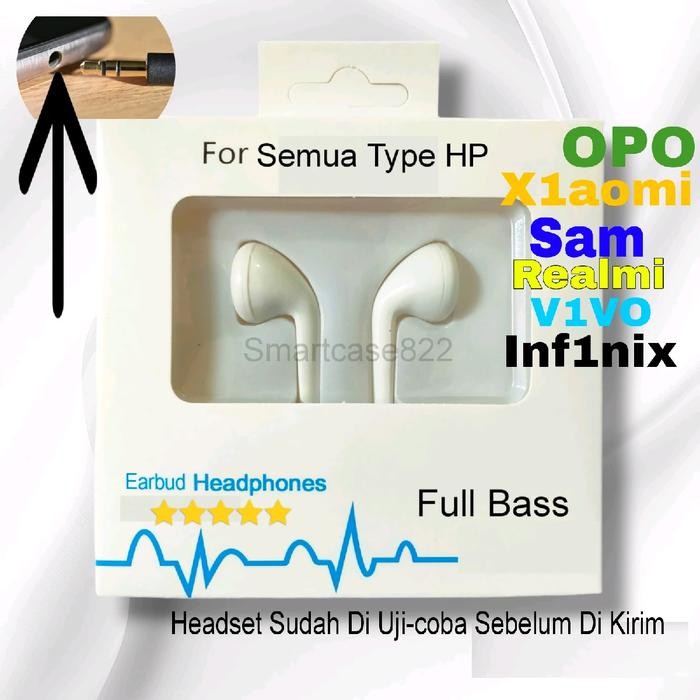 New Headset Hp V1VO / Smsung / OPO / Realmi / Inf1nix / X1aomi Earphone Hape Full Bass On Ear Putih