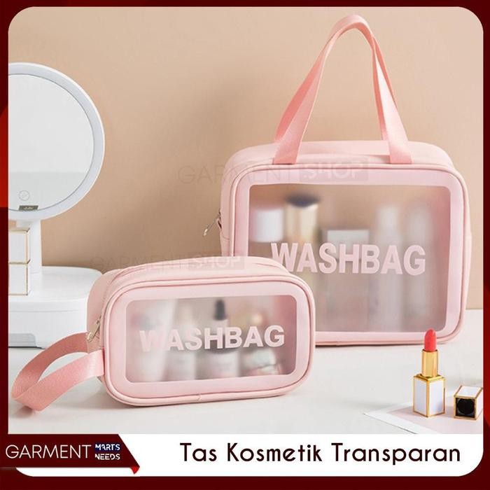 Tas Kosmetik Washbag Travel Pouch Make Up Organizer Transparan Waterproof Kecil Portable Wash Bag