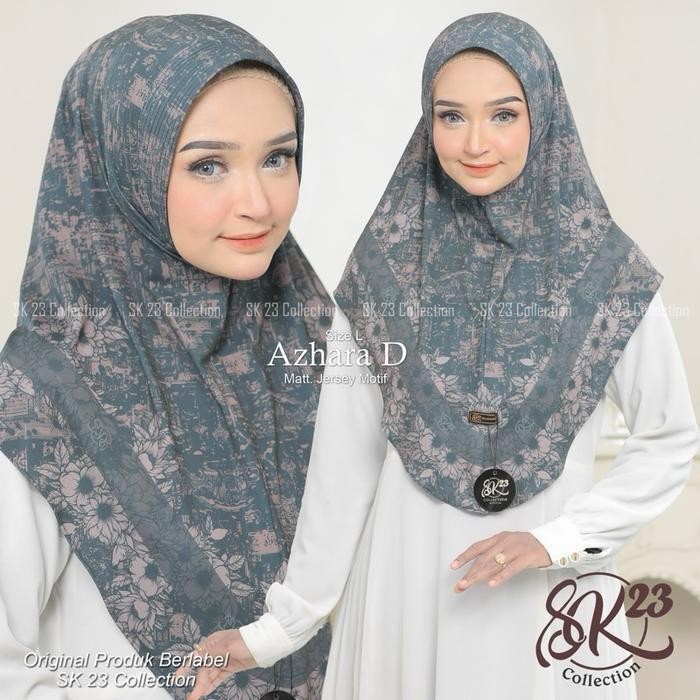 Sedia JILBAB INSTAN AZHARA MOTIF D HIJAB BERGO DAILY PED ANTEM SUBLIM TERBARU