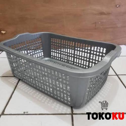 ..- Keranjang Baju Pakaian Laundry Segi Silver/Keranjang Rigen Baju Bersih