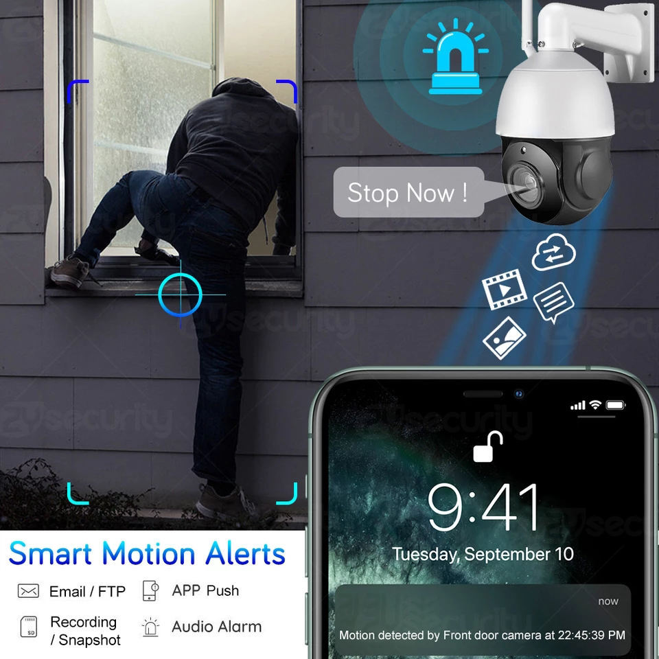 5MP WIFI Camera Outdoor 30x Optical Zoom Security Camera AI Motion Detection Smart Alert CCTV Metal 