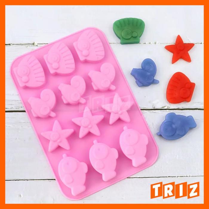 Cetakan Silikon Kue Cake Coklat Puding Binatang Laut Kartun Sea Marine