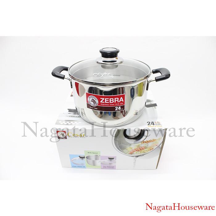 Murah Panci Saus Stainless / Panci Kuah Sop Zebra / Panci Stenlis Sauce Pot 24Cm Glass Lid Cesar
