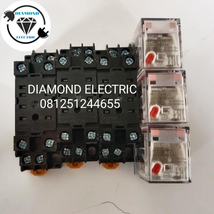 Relay Omron My2N Gs Ac 220V + Socket 100% Original / Relay Omron My 2N