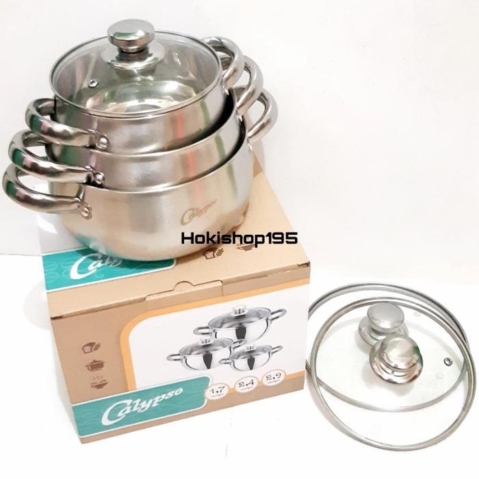Panci Labu Kitchenware Panci Set Calypso High Quality Stainless Steel/Panci Soup Calypso 3Pcs