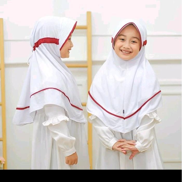 DISKON Jilbab Anak Sekolah Inova SD 4-10 Tahun / Hijab sekolahan Serut Putih Instan READY STOCK