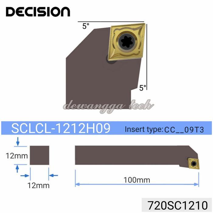 Holder Sclcl 1212H09 Insert Ccmt09 Stang Pahat Sclcl 1212 Bubut Bv20