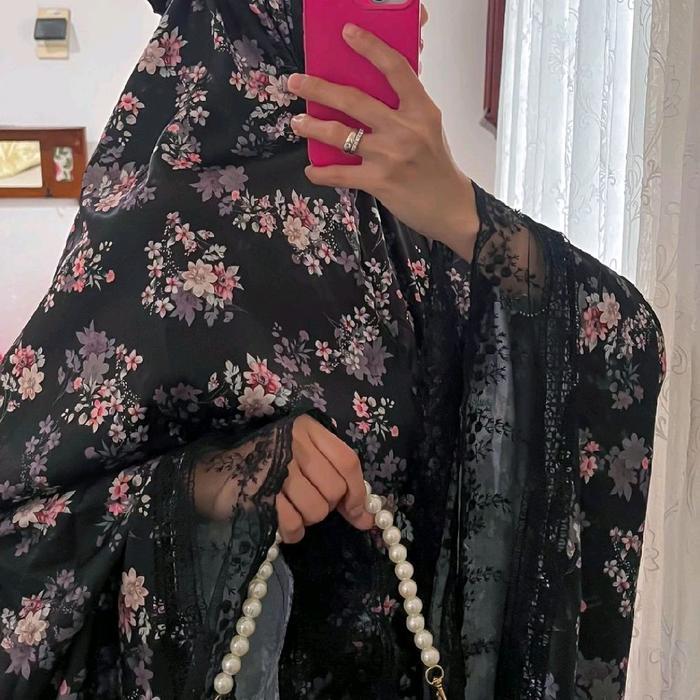 yvd1- Mukena Jumbo Silk Satin 2 In 1 / Mukena Travel Dewasa Nyaman Wanita Renda Muslim Silky