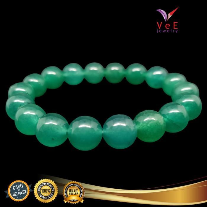 ys4k- Gelang Batu Giok Cina Asli 10Mm Hijau Tua - Vee Batu Alam Kesehatan