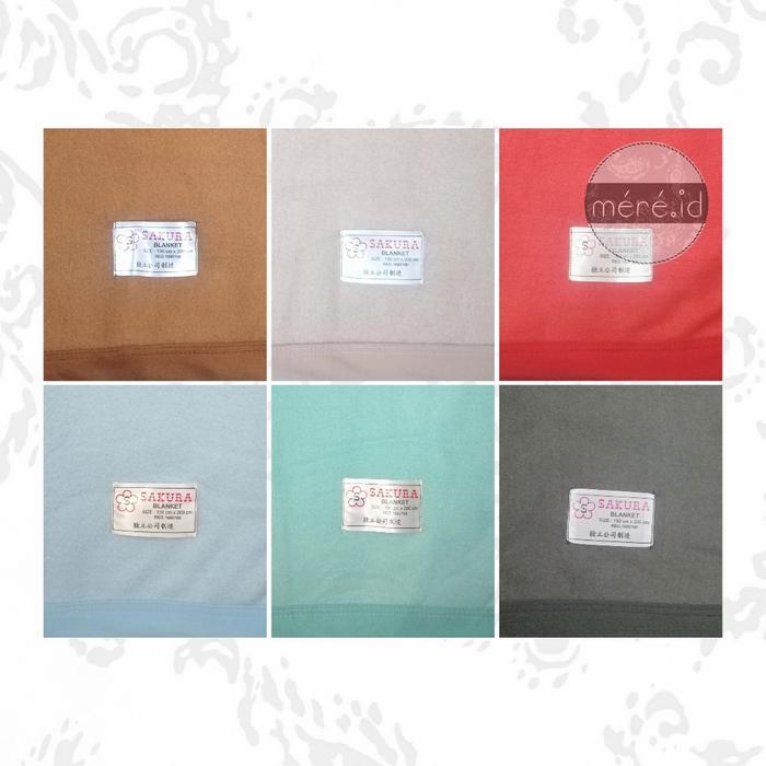 aq5r- Selimut Sakura Blanket Bulu Flanel Polos Besar 150X200Cm Cokelat, Krem