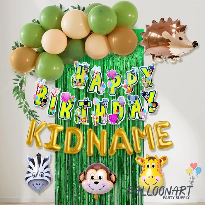 [V] WOODLAND JUNGLE BALLOON DECORATION SET/DEKORASI ULANG TAHUN ANAK/BALON FOIL ANIMAL/BINATANG