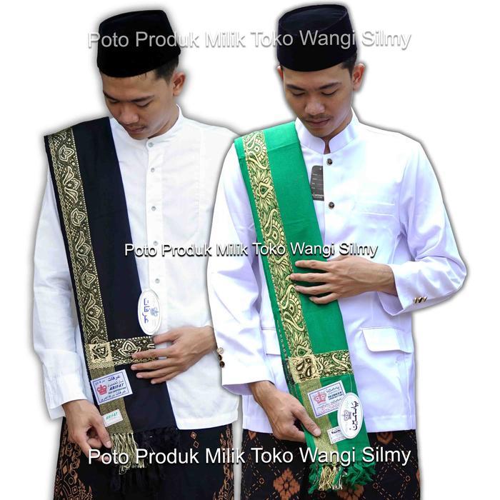 BISA COD SORBAN KASHMIRI MADE IN INDIA, SORBAN HAJI, SORBAN PANJANG, SORBAN IMAMAH HITAM MOTIF EMAS