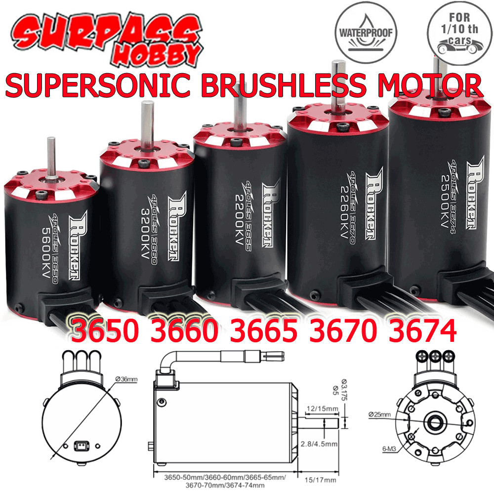 Surpasshobby Rocket-Rc Supersonic V2 Brushless Motor 3650 3660 3665 3670 3674 Temp/Sensor Port For