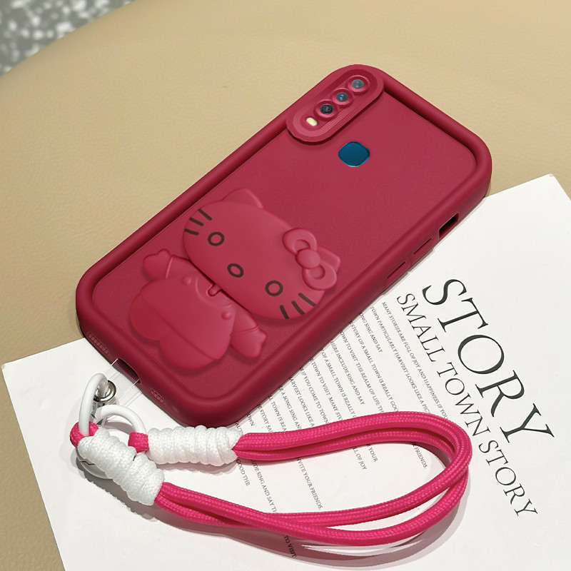 Casing Hp untuk VIVO Y12 Y12i Y15 Y17 Y3 Y3s Case Casing Kucing Pendukung Tali Kesing HP Kasing Sili