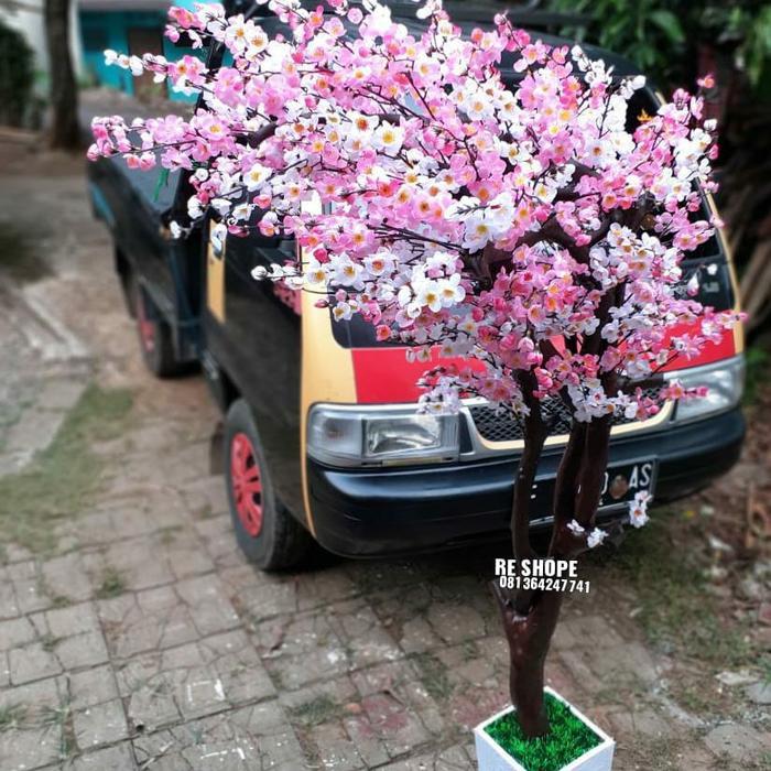 POHON BUNGA SAKURA PLASTIK MIK PINK DAN PUTIH (MIRIP BONSAI)