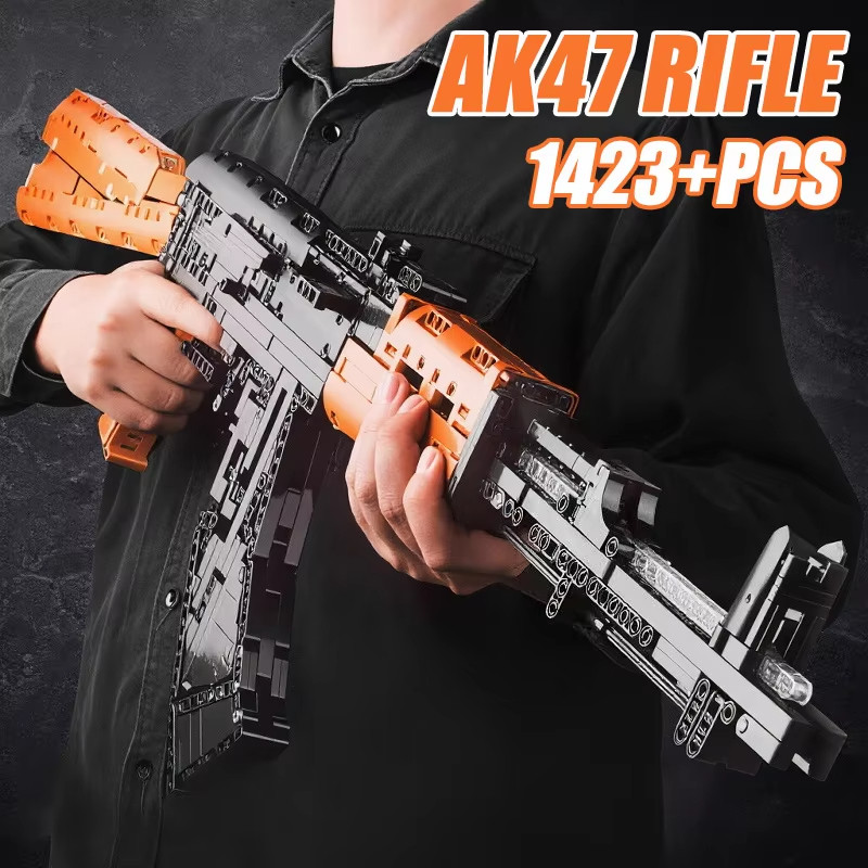 1423pcs Assault Rifle AK47 Building Blocks Military Series Rifle Children's Educational Assembly Toy