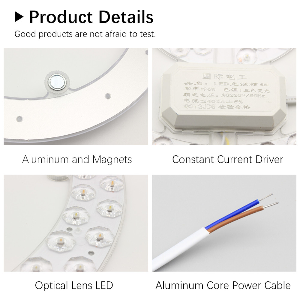 96W LED Ceiling Light Replacement Module round 6000K Color AC220V for Ceiling Fan Lighting