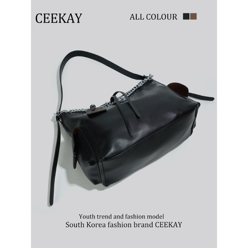 CEEKAY Minimalist Hobo Bag, Soft Leather Shoulder Bag with Drawstring Accents, Elegant Daily Travel