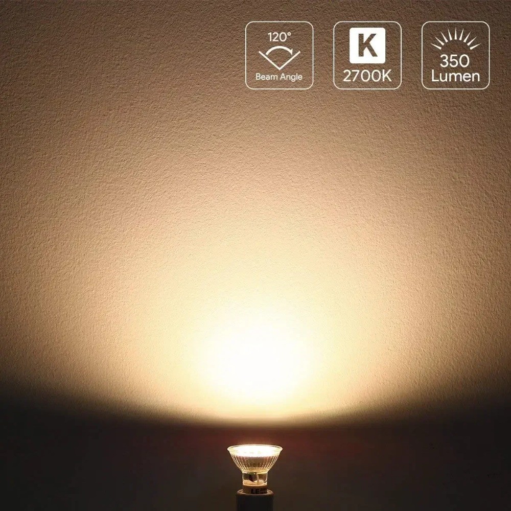 Melery GU10 LED Light Bulb Spotlight Cup Lamp 50W Equivalent 4W 350lm Warm White 2700K 120 Beam