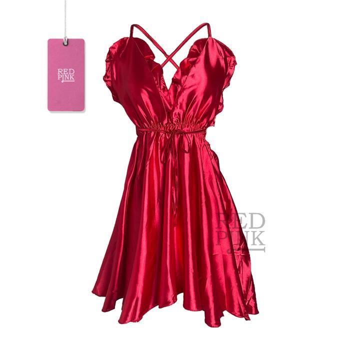Sorex - Baju Dinas Style Anggun Mewah Lingerie Dress Gaun Jumbo Type Front Renda Rumbai Sweet Back