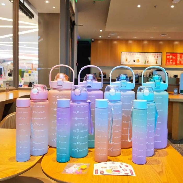 Botol Minum Gradasi 300Ml Botol Minum Viral Botol Murah Plastik Sedotan