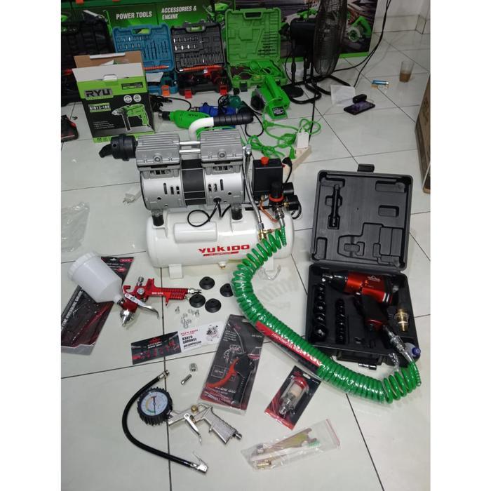 Mesin Kompresor/Compresor Angin Yukido Air Compressor Oiless Silent Oil Less Kompresor Mini Listrik 