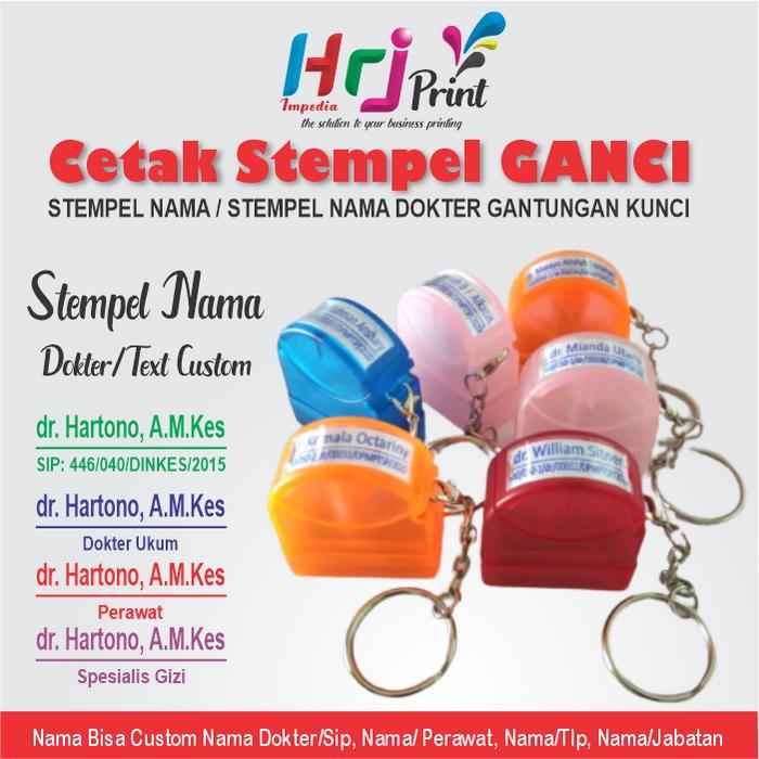 Cetak Cap Stempel Gantungan Kunci Nama Dokter Otomatis Warna Flash
