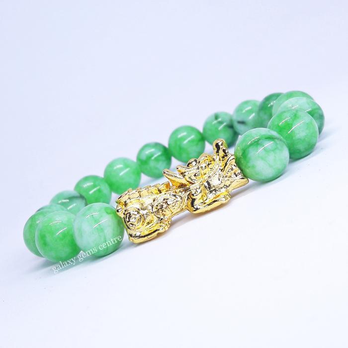 Gelang Pixiu Emas Batu Giok Burma