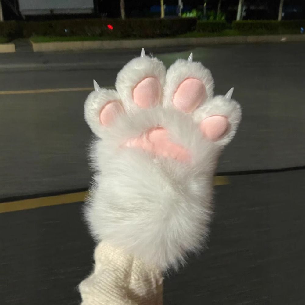 Cute Cosplay Costume Gloves Plush Cat Paw Gloves Cat Claw Mittens Cosplay Props Furry Squeaky Kig