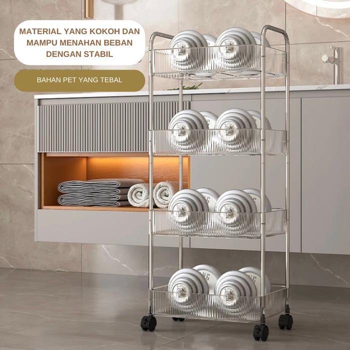 Promo Dejavu Rak Troli Susun Rak Susun Serbaguna Roda 2 Susun/3 Susun/4 Susun Rak Dapur Besi Rak