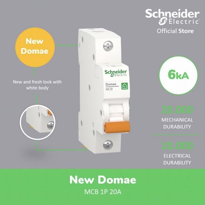 Mcb 20A Schneider Hijau Domae / Mcb Sneider 20 Ampere 1 Phase 100% Ori