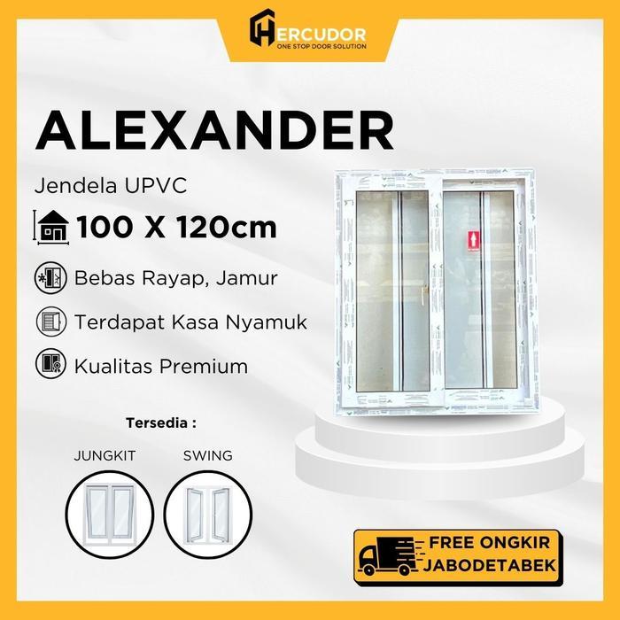 Alexander Wh - Jendela Upvc Premium Double Sliding + Kasa Nyamuk 100X120 Alexander White