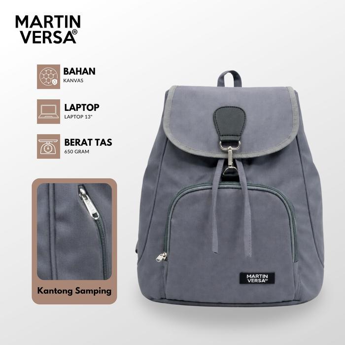 Opiobags - Tas Ransel Wanita Tr5Lite Canvas Polos Hitam Martin Versa Backpack Polos