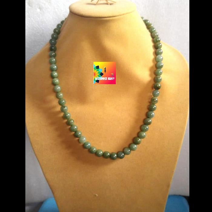 Kalung Giok Grade A Jade Birma Hijau Lumut Natural Batu Giok mport