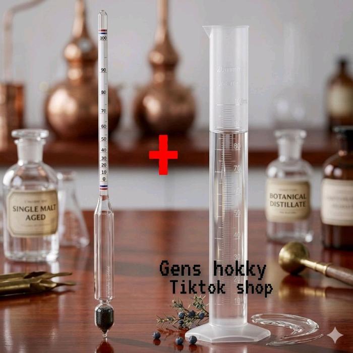 ALAT UKUR KADAR ALKOHOL + GELAS UKUR TABUNG 100 ML/ALCOHOL METER ALAT UKUR ALKOHOL