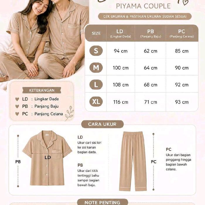 READY!!! Stelan Piyama pasangan/couple cewe/cowo Lengan Pendek Celana panjangpiyama couple bisa
